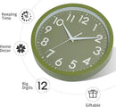 Wall Clock Small Analog 8 Inch Silent Non Ticking Battery Operated Modern Simple Decorative for Kitchen Office Bedroom Bathroom Living Room(Olive Green) by CozyNest Decor