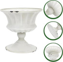 Urn Planter Antique Column Plant Pot Shabby Chic Metal Vase Pillar Plant Container Wedding Centerpieces Vases for Front Porch Decor White White Planter by CozyNest Decor