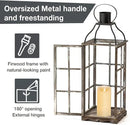 Glitzhome Farmhouse Oversized Wood Metal Lanterns Decorative Hanging Candle Lanterns Set of 2, Black (No Glass) by CozyNest Decor