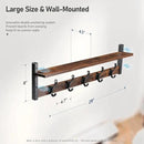 Tatub 29" Rustic Coat Rack Wall Mount with Shelf, Entryway Wall Hooks with Shelf, Coat Hangers for Bathroom, Living Room, Bedroom, Rustic Black by CozyNest Decor