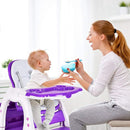 Costzon Baby High Chair, 3 in 1 Infant Table and Chair Set, Convertible Booster Seat with 3-Position Adjustable Feeding Tray, Adjustable Seat Back, 5-Point Harness (Purple) by TinyTreasures Baby Boutique