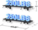 2-Pack Garage Wall Shelving, Heavy Duty Garage Storage Shelving With Hooks, Shelving Wall Mounted Holds 250 lbs Each,Black by GreenHaven Gardens