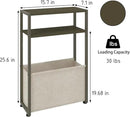 Narrow Side Table, Slim End Tables with Fabric Basket, Skinny Table for Small Spaces, Thin Bedside Table for Living Room, Bedroom (1, Forest Green + Camel Brown) by CozyNest Decor