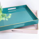 Spsyrine Pink Decorative Serving Tray with Handles, 13" X 13" Square Plastic Coffee Table Tray for Ottoman, Living Room, Bathroom, Home Decor. by CozyNest Decor