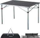 KingCamp Aluminum Folding Lightweight Roll Portable Stable Table for Camping Picnic Barbecue Backyard Party, Indoor & Outdoor, Oversize, Silver Black by GreenHaven Gardens
