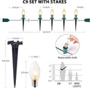 C9 Christmas Lights Outdoor, 25.7 Ft 20 Bulbs Christmas Pathway Lights, Waterproof Walkway Lights for Outside Driveway Sidewalk Outdoor Christmas Decorations Yard, Clear by GreenHaven Gardens