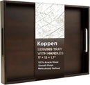 Koppen Acacia Wood Serving Tray with Handles, 17" x 13.86", Large Wooden Platter for Breakfast, Ottoman Tray for Party, Snacks, Fruit, Coffee Table, Living Room, Sofa, Bed, Outdoor by CozyNest Decor
