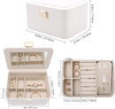 KAMIER Travel Jewelry Box, 2 Layers PU Leather Portable Jewelry Organizer, Large Capacity, Double Lock and Large Mirror, Hidden Necklace Hooks, Removable Dividers, Gift Box Packaging, White by TinyTreasures Baby Boutique