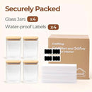 ComSaf 1.2 Qt Rectangle Glass Storage Containers with Lids, Glass Jars with Bamboo Lids, Clear Food Storage Jar, Sugar Coffee Containers, Pantry Container for Pasta Tea Candy Nut by CozyNest Decor