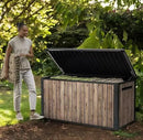 Outdoor Storage Box, Wood-Look Resin Deck Container, Indoor/Outdoor Storage, Ash Wood Brown (170 Gallon) by CozyNest Decor