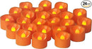 CANDLE CHOICE Battery Operated Flameless Tea Lights Orange Flickering LED Electric Fake Votive Tealight Candles Halloween Pumpkin Thanksgiving Christmas Decorations Centerpieces 24 Pack Batteries Incl by GreenHaven Gardens