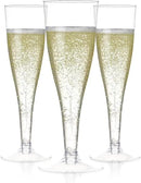Prestee Set of 200 Plastic Champagne Flutes - Clear Champagne Glasses for Parties, Weddings, Events - 4.5 oz Disposable Drinkware - Elegant Stemware for Toasts Cocktails Mimosas by CozyNest Decor