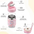 17oz Soup Thermo for Hot Food Kids Insulated Vacuum Food Jar with Stainless Steel Spoon Wide Mouth Thermo Leakproof Lunch Food Container Kids Hot Lunch Box (Pink-Rainbow) by TinyTreasures Baby Boutique