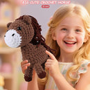 Crochet Animal Kit–10in Big Adorable HORSE, Amigurumi Crochet Kit For Intermediate Advanced level, Kids Knitting Kit With Detailed Videos Tutorials, Yarn, Crochet Hook, Best Gift For Crochet Lovers by TinyTreasures Baby Boutique