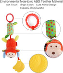 Toys for 0 3 6 9 to 12 Months, Soft Hanging Crinkle Squeaky Sensory Learning Toy Infant Newborn Stroller Car Seat Crib Travel Activity Plush Animal Wind Chime with Teether for Boys Girls by TinyTreasures Baby Boutique