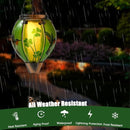 St Patricks Hot Air Balloon Solar Lantern - Simulated Flickering Flame Patrick's Shamrock Glass Lantern, Outdoor Hummingbird Hanging Yard Light for St Patty's Day Patio Porch Decor Clover Gfit by GreenHaven Gardens
