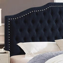 24KF Upholstered Button Tufted Queen Headboard with Nailhead Trim, Elegant Boucle Fabric Full headboard, 6031-Q-Boucle-Navy by CozyNest Decor