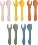 10 Pcs Silicone Baby Spoons and Forks, Chewable Utensils for Self-Feeding, Kids Utensils for Over 6 Months Babies by TinyTreasures Baby Boutique