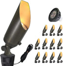 COLOER Brass Landscape Spotlights,12 Pack Spotlight Fixture Outdoor with 5W Aluminum Housing MR16 LED Bulb 2700K 450LM,12V AC/DC Low Voltage Landscape Lighting, Uplight for Garden and Patio(103B) by GreenHaven Gardens