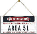 Warning Sign, Area 51 No Trespassing Warning Wood Plaque Sign, Funny Door Signs, Decorative Wood Hanging Suspension Plaque, Farmhouse Wooden Wall Decor by CozyNest Decor