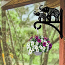 peacoblue Iron Plant Hangers Holder for Outdoor Indoor Hanging Plants Flower Fern Pots Lantern Bird Feeder Wind Chimes, 12”x14” Weather Resistant Metal Wall Hooks for Porch Garden Farmhouse(Elephant) by GreenHaven Gardens