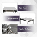 3-Tier Folding Outdoor Grill Cart, 300lbs Load Capaciy Foldable Utility Storage Rolling Kitchen Table with Lockable Wheels, 25.75" D x 20" W x 36" H, Steel Service Trolley for Food Prepping by GreenHaven Gardens