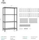 1000 lbs 4 Tier Shelf Metal Storage Shelves Shelving Wire Rack Heavy Duty Closet Organizers for Garage Kitchen Bathroom Laundry Black 13.8" D x 35.4" W x 59.5" H by CozyNest Decor