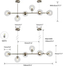 KCO Lighting 6 Light Bubble Glass Pendant Light Mid Century Modern Globe Sputnik Chandelier Linear Chandelier Lighting Brushed Nickel Hanging Light Fixture for Kitchen Island Dining Room by CozyNest Decor