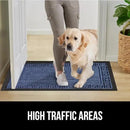 GORILLA GRIP 100% Waterproof All-Season WeatherMax Doormat, 72x24, US Designed Natural Rubber, Stain and Fade Resistant, Low Profile Indoor Outdoor Door Mats, Easy Clean Patio Mat, Navy Greek Keys by CozyNest Decor
