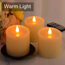 Flameless Candles Battery Operated with Remote Timer, 3D Moving Flame Flickering, Last 600+ Hours Battery Candles, Set of 3 Ivory Real Wax Electric LED Candle, 3" x 3" by CozyNest Decor