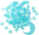 100 Stars and 1 Moon Glow in The Dark Luminous Fluorescent 3D Plastic Glow Stars Moon for Ceiling, Glowing Wall Stickers Create a Realistic Starry Sky, Room Decorations (Blue) by CozyNest Decor