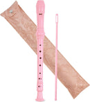 Recorder Instrument for Beginner Kids Adults,8-Hole Soprano Descant Recorder Music Flute with with Cleaning Rod & Leather Case For School Student Home Entertainment(2-Carved Pink) by TinyTreasures Baby Boutique