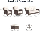 9 Pieces Outdoor Patio Furniture Sets with Rocking Swivel Chairs with 6-inch Thick Cushion and Side Table for Deck Lawn
