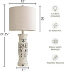 BOBOMOMO 27.25” Farmhouse Table Lamps Set of 2 – Antique White Bedside Lamps with Night Light & USB A+C Ports, Vintage Lamps for Bedroom, Living Room, Entryway, Console Table (Bulbs Included) by CozyNest Decor