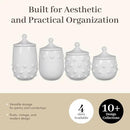 Young's Inc. 4 Pcs Set Modern-Cool Accent Ceramic Canisters- Storage Container for Kitchen and Bathroom - Beautiful Home Decor Accent to Store Food, Coffee, Tea, and More - White by CozyNest Decor
