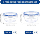 KIGI 6 PACK 20oz 10oz Plastic Mixing Bowls Set with Lid Leakproof Food Storage Container Set Portion Control Bento Box by TinyTreasures Baby Boutique