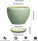 Ceramic Planter Pot - 10 Inch Plant Pot for Indoor Plants Decorative Planter with Drainage Hole and Saucer Large Pot for Plants Outdoor Round Flower Pot for Garden Green by GreenHaven Gardens