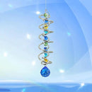 FONMY Gazing Ball Spiral Tail -Decorative Wind Spinner Sun Catcher Rainbow Maker Double-Spiral W/Sea Blue Crystal Ball and Chain Crystals for Indoor Outdoor Garden Decoration -14 inch Height by GreenHaven Gardens