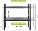 Expandable Cabinet Shelf Organizer Rack, Stackable Kitchen Countertop Organizer Storage Shelves, Adjustable Height Pantry Counter Shelf Riser Spice Rack (Black, 2 Pack) by CozyNest Decor
