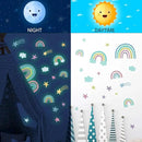 Quanhaigou Rainbow Clouds Stars Glow in The Dark Wall Stickers DIY Home Decor for Kid Boys Girl Bedroom Bathroom Decorations by CozyNest Decor