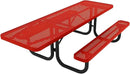 Coated Outdoor Furniture Heavy-Duty Portable ADA-Compliant Outdoor Picnic Table, Punched Steel Patio Dining Furniture Made in America (8ft Rectangular, One-Side Handicap, Red) by GreenHaven Gardens