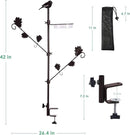 Urban Deco Deck Pole Porch Multi-Hook Bird Feeder Hooks for Deck Kit with Feeder Polyester and with 2 Adjustable Branches and Plastic Water Bowl by GreenHaven Gardens