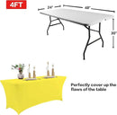 IVAPUPU 2 Pack 4FT Table Cloth for Rectangular Fitted Events Stretch Yellow Table Covers Washable Cover Spandex Tablecloth Protector for Party, Wedding, Cocktail, Banquet, Festival by CozyNest Decor