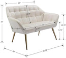 48" Small Loveseat for Small Spaces, Modern Sherpa Mini Sofa Couch 2-Seater Velvet Love Seat with Quilting Back and Gold Legs for Living Room/Bedroom, Cream by CozyNest Decor