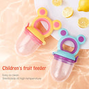 Baby Solids/Frozen Fruit Feeder Pacifier, Infant Teether Toy 4M+, BPA-Free Silicone Pouch & Nipple, Safely Introduce Solids, Teething Relief, 2-Pack (Mickey - Blue Yellow, S/M/L) by TinyTreasures Baby Boutique