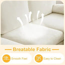 Karl home U-Shape Sectional Sofa Couch 111" Modern 4-Seat Sofa with Chaises Chenille Fabric Upholstered Covertible Couch with Wood Grain Legs for Living Room, Reception Room, Apartment, Beige by CozyNest Decor