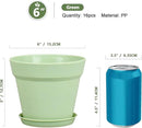 6 inch Plastic Nursery Pots, 16 Pack Plant Pots for Small Indoor Outdoor Plants, Flower Pots with Drainage Holes and Saucers, Decorative Seeding Starter Planters for Houseplants, Green by GreenHaven Gardens