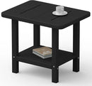 Outdoor Side Table - 2-Tier Storage All Weather Outdoor End Table for Patio - HDPE Morden Easy Maintenance Adirondack Side Table for Pool Porch Balcony Garden Lawn Backyard Outside Indoor by GreenHaven Gardens
