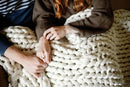 Nuzzie Chunky Knit Weighted Blanket - Breathable, Cooling, Hand Made Knit Throw Blanket for Sleep - Machine Washable, Stylish Decor Design (Cream, Queen | 28lbs | 80"x80") by CozyNest Decor