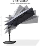 PURPLE LEAF 8.2' X 11.5' Tilting Patio Umbrella with Base Outdoor Cantilever Swivel Rectangle Umbrella Offset Umbrella with 360-degree Rotation for Garden Deck Pool Patio Light Grey by GreenHaven Gardens